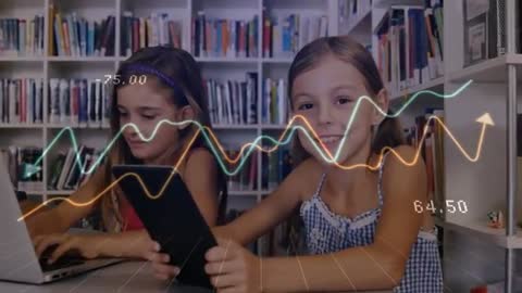 Schoolgirls Using Technology in Library Potential for Learning Trends