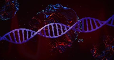 Futuristic Biotech DNA Strand with Neon Abstract Visualization