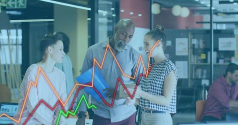 Diverse Team Analyzing Data with Digital Diagrams Overlay - Download Free Stock Images Pikwizard.com
