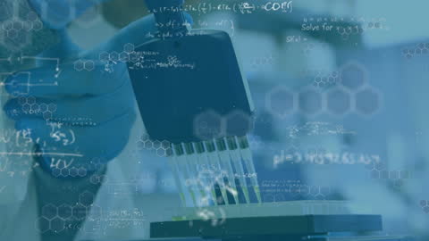 Laboratory Research with Mathematical Equations Overlay