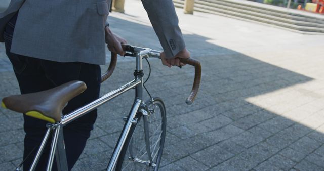 Businessman Walking Bicycle on City Sidewalk - Download Free Stock Images Pikwizard.com