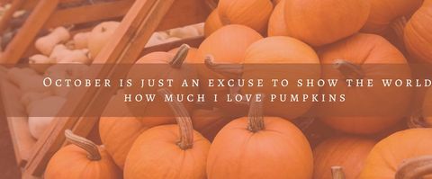 Festive autumn pumpkins with seasonal quote overlay