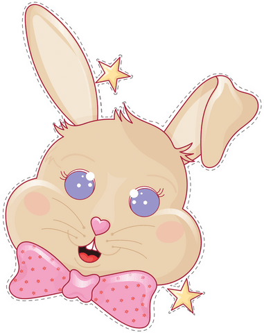 cute cartoon rabbit face with star accents on transparent background - Download Free Stock Videos Pikwizard.com