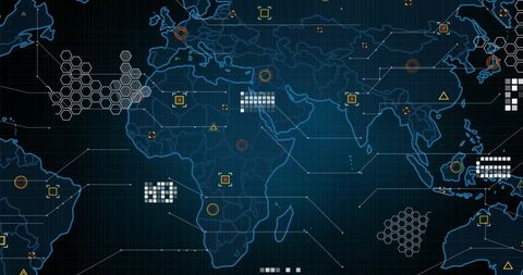 Global Connections and Data Points on Mapped Network - Download Free Stock Images Pikwizard.com