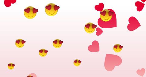 Heart-Eyed Emojis and Hearts Celebrating Love on White Background - Download Free Stock Images Pikwizard.com