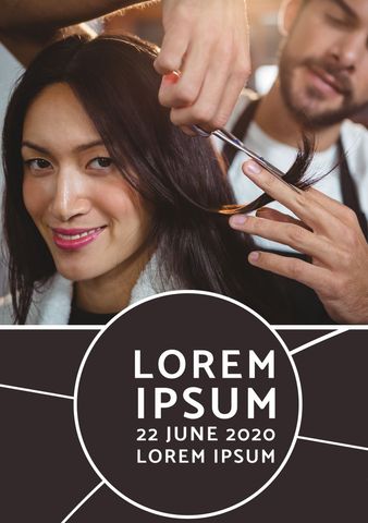woman smiling during haircut in professional salon - Download Free Stock Templates Pikwizard.com