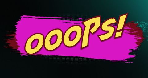 Colorful ooops error message on dark background