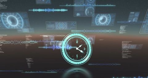 Futuristic Digital Clock with Holographic Data Effects - Download Free Stock Images Pikwizard.com