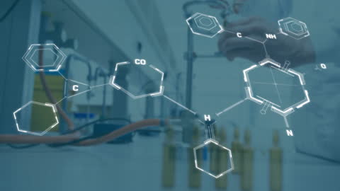 Rotating DNA Strand with Digital Chemical Structure Overlay