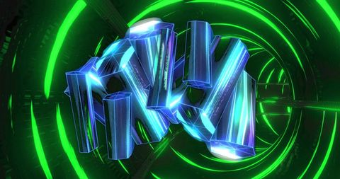 Futuristic Neon Tunnel with Geometric Light Structures