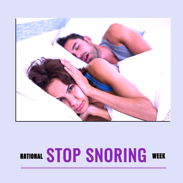 Couple in Bed Highlighting Stop Snoring Week Awareness - Download Free Stock Templates Pikwizard.com