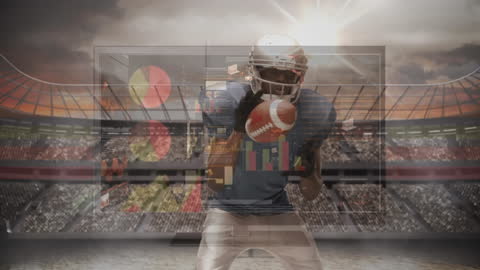 Football Player Tackling with Virtual Statistics Display