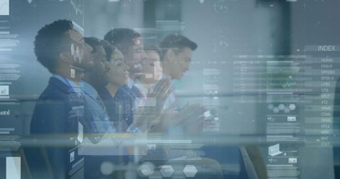Business Professionals Applauding Amid Digital Data Interface Concept - Download Free Stock Images Pikwizard.com