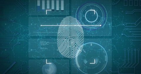 digital fingerprint interface with data processing elements - Download Free Stock Images Pikwizard.com
