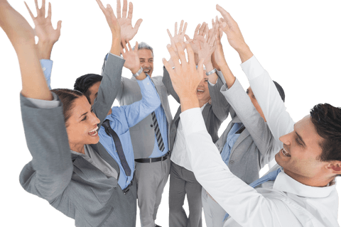 Business Team Raising Arms in Celebration on Transparent Background - Download Free Stock Videos Pikwizard.com
