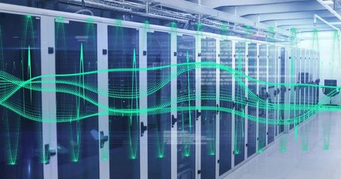 Holographic data waveforms across data center server cabinets