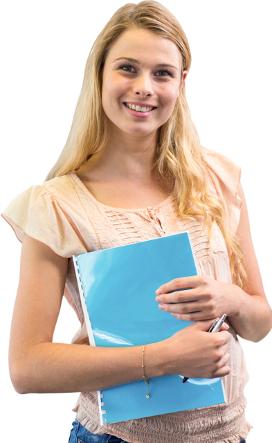 Caucasian Female Student Holding Notebook Transparent Cutout - Download Free Stock Videos Pikwizard.com