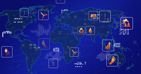 Global Network Connections with Infographic Elements