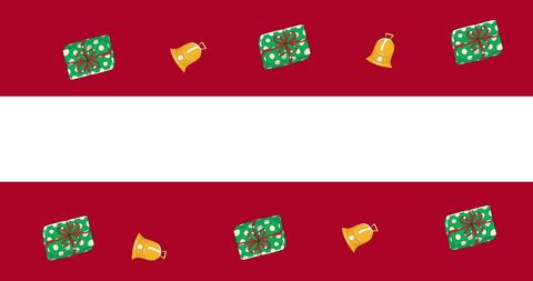 Festive Christmas Pattern with Presents and Bells Design