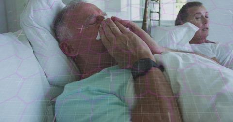 Elderly Couple with Digital Overlay Representing Technology Concepts