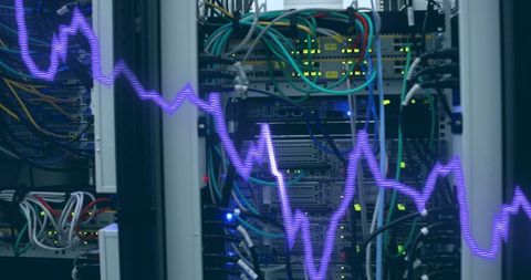 Dynamic Server Room with Digital Data Overlay