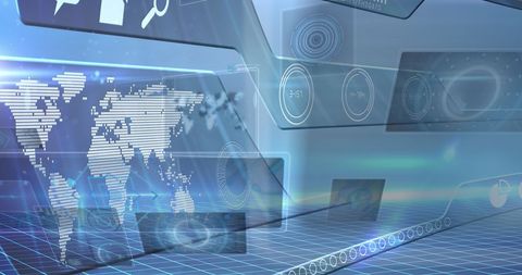 Futuristic World Map with Digital Interface and Data Analytics - Download Free Stock Images Pikwizard.com