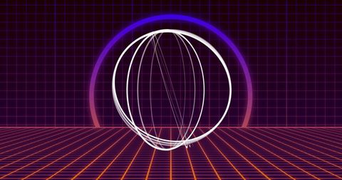 Retro Futuristic Grid with Spinning Neon Circles - Download Free Stock Images Pikwizard.com
