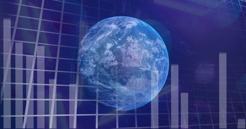 Global Data Exchange: Earth with Financial Graphs - Download Free Stock Images Pikwizard.com