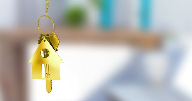 Golden House Key with Fob Symbolizing Home Ownership - Download Free Stock Images Pikwizard.com