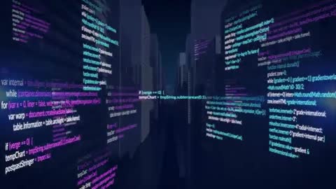 Futuristic Digital Code Panels in Virtual Network Tunnel