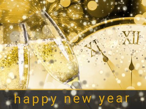 new year's celebration clinking champagne and midnight clock - Download Free Stock Templates Pikwizard.com