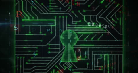 Cybersecurity Lock with Futuristic Data Flow Background