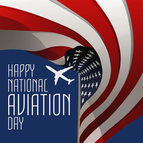 National Aviation Day Celebration with Airplane and U.S. Flag - Download Free Stock Templates Pikwizard.com