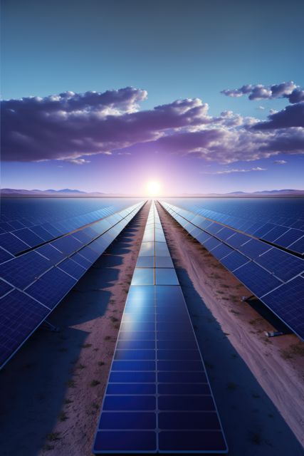 Solar panels with sun shining, created using generative ai technology - Download Free Stock Photos Pikwizard.com