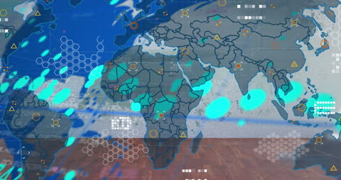 World Map Animation with Financial Data and Graphs Overlay