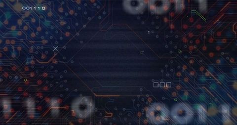 Futuristic Digital Network with Glowing Circuits and Binary Code