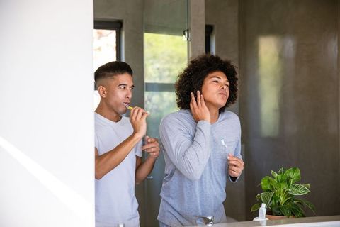 Friends Enjoying Morning Routine with Relaxed Smiles
