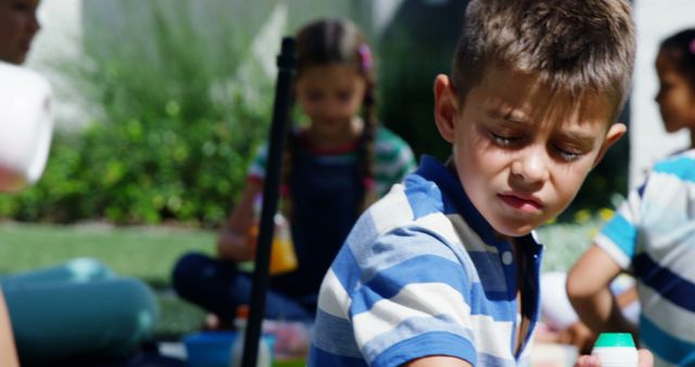 Young Boy Playing Outdoors during Sunny Day - Download Free Stock Images Pikwizard.com