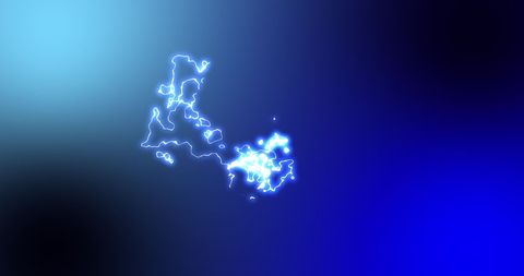 Glowing electrical charge on vibrant blue background