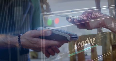 Digital Payment Process with Futuristic UI Overlay - Download Free Stock Images Pikwizard.com