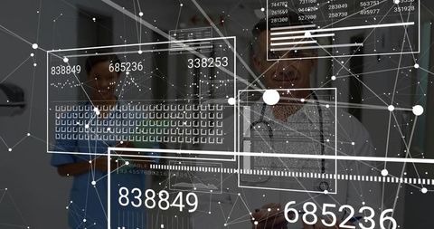 Futuristic Healthcare Technology Interaction in Modern Hospital