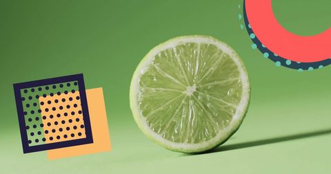 Creative composition of abstract shapes with lime