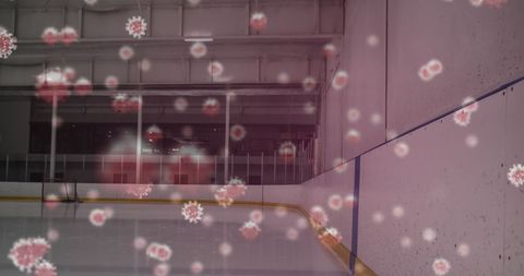Empty Ice Rink with Floating 3D Coronavirus Elements - Download Free Stock Images Pikwizard.com