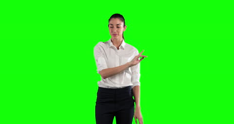 Businesswoman Gesturing As If Holding Object on Green Screen