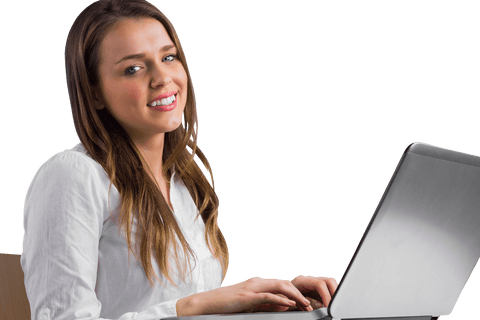 Young Woman Typing on Laptop Transparent Background - Download Free Stock Videos Pikwizard.com