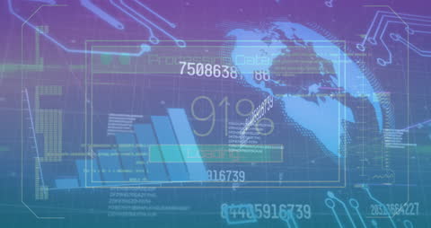 Digital Interface with Financial Data Processing Animation