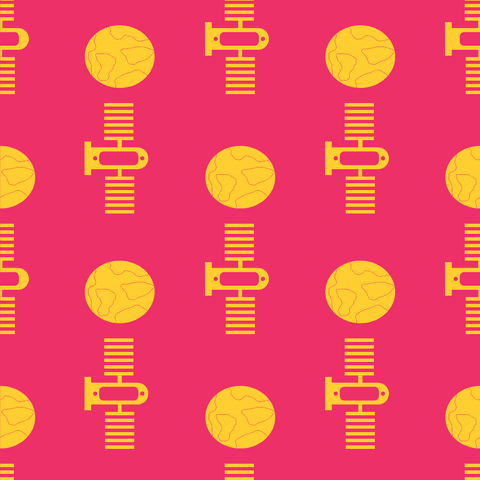 Yellow Globes and Satellites on Transparent Pink Pattern - Download Free Stock Videos Pikwizard.com