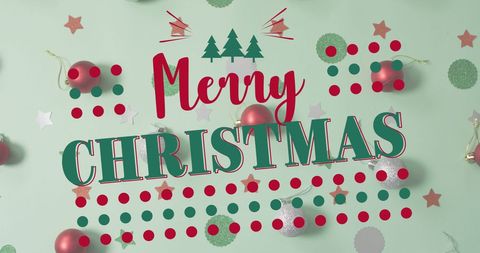 Festive Merry Christmas Design with Ornaments and Decorations