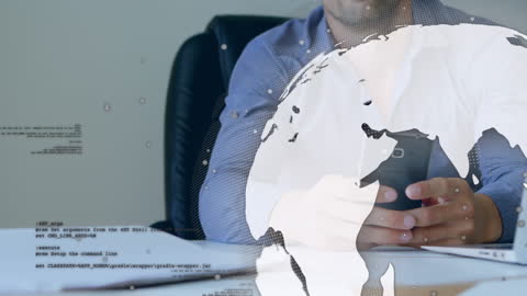 Businessman Communicating Through Smartphone and Global Network