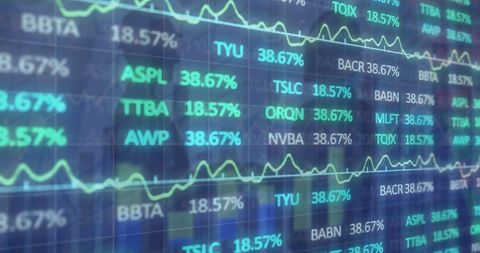 Financial data on digital display highlighting global market trends